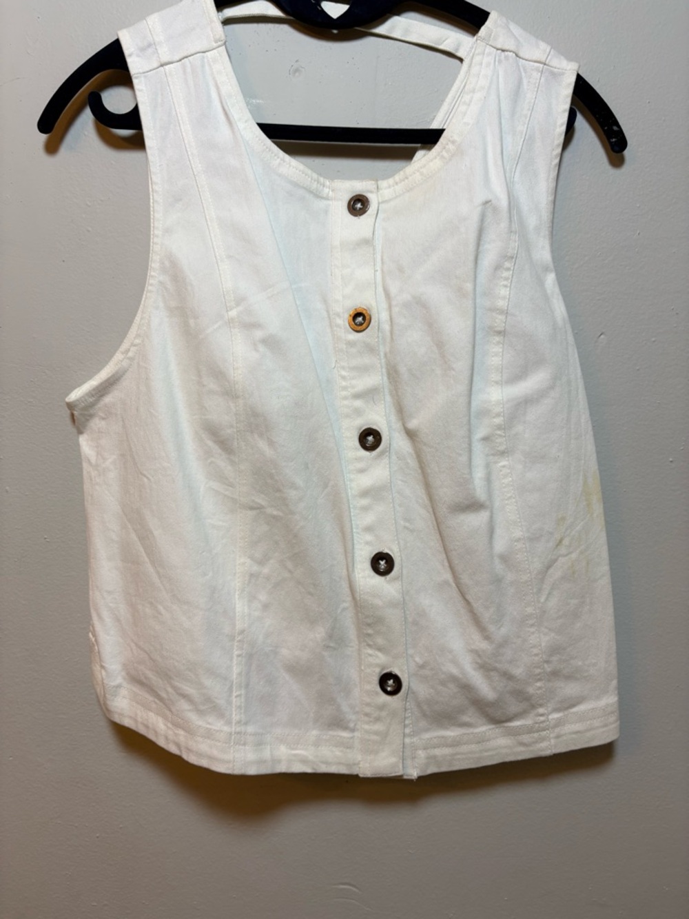 Free People White Sleeveless Button-Front Crop Top